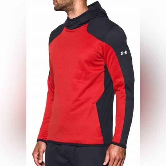 2/60& Men’s UNDER ARMOUR ColdGear black and red  Reactor Fleece Hoodie sz medium - Picture 2 of 16